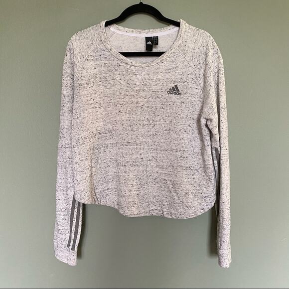 Adidas | Crop Split 3 Stripe Streetwear Sweatshirt - Picture 1 of 5